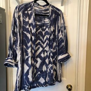 Chicos Cardigan Blue & White Size 2